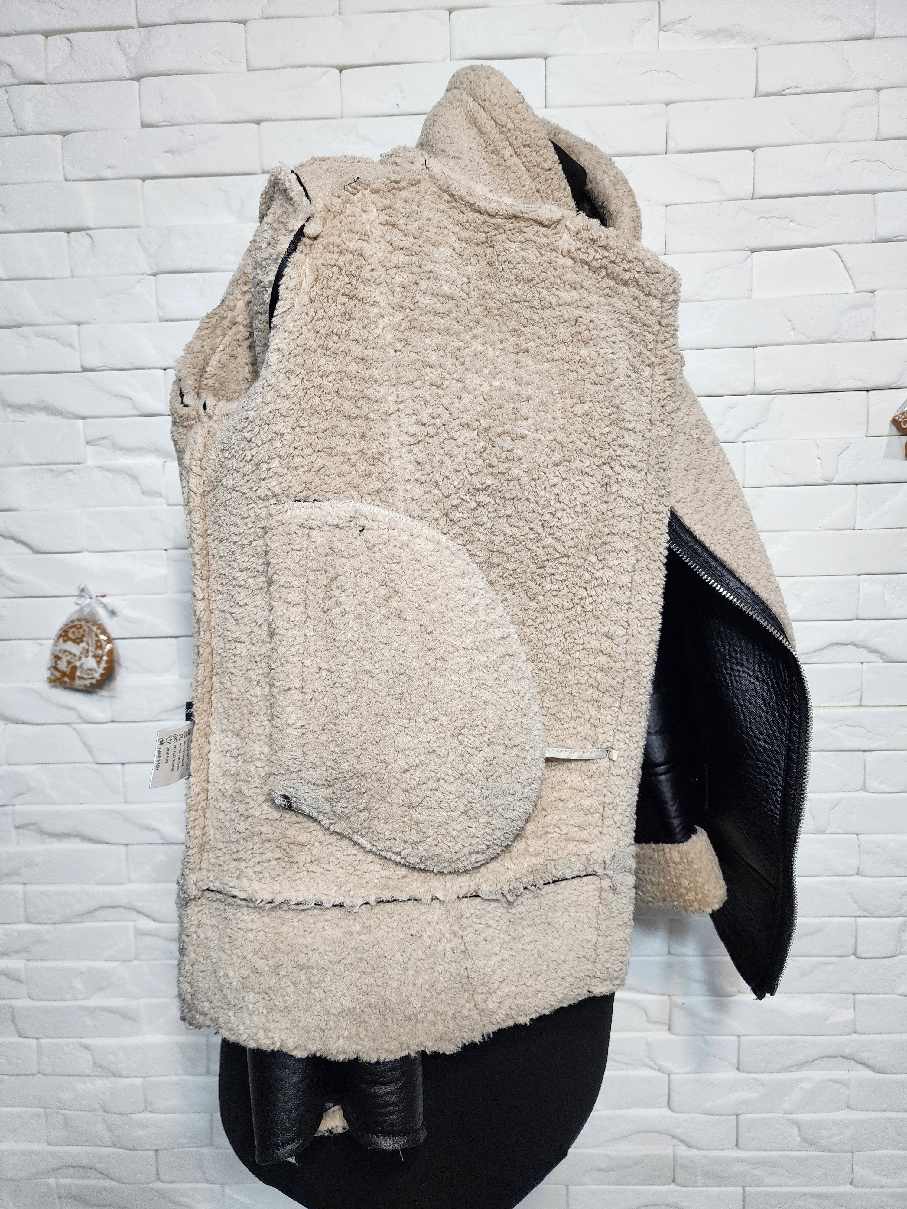 Furla Faux Fur Sheepskin Coat: Black Winter Jacket Size S / US 4 / IT 40 - 9 Thumbnail