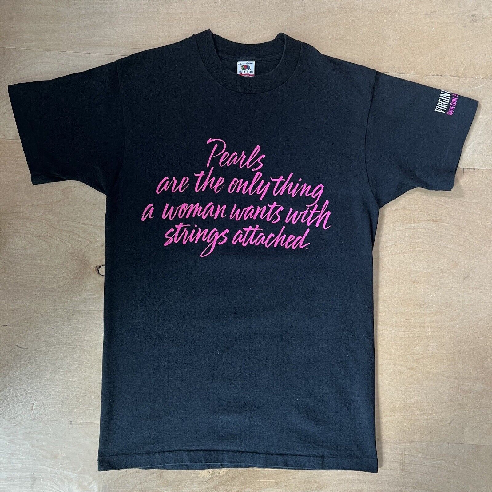 Vintage Vintage Pearl Shirt Large Black 90s Quote Strings Attached Size US L / EU 52-54 / 3 - 1 Thumbnail
