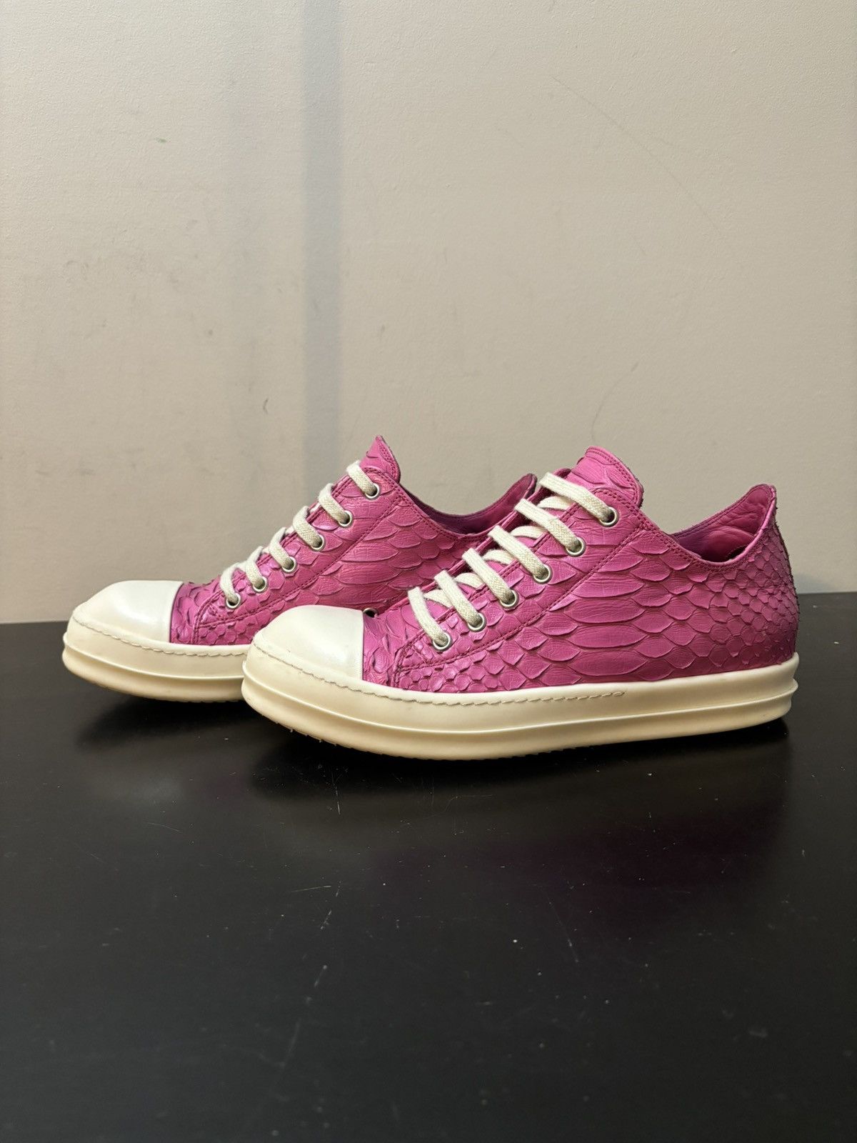 Rick Owens Rick Owens Python Skin Ramones Pink Milk White Size US 7 / EU 40 - 1 Thumbnail
