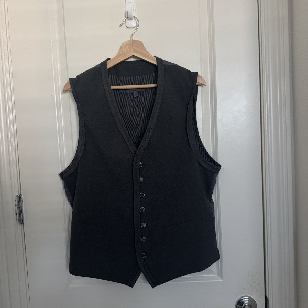 John Varvatos 7 Button Gray Wool Vest 52