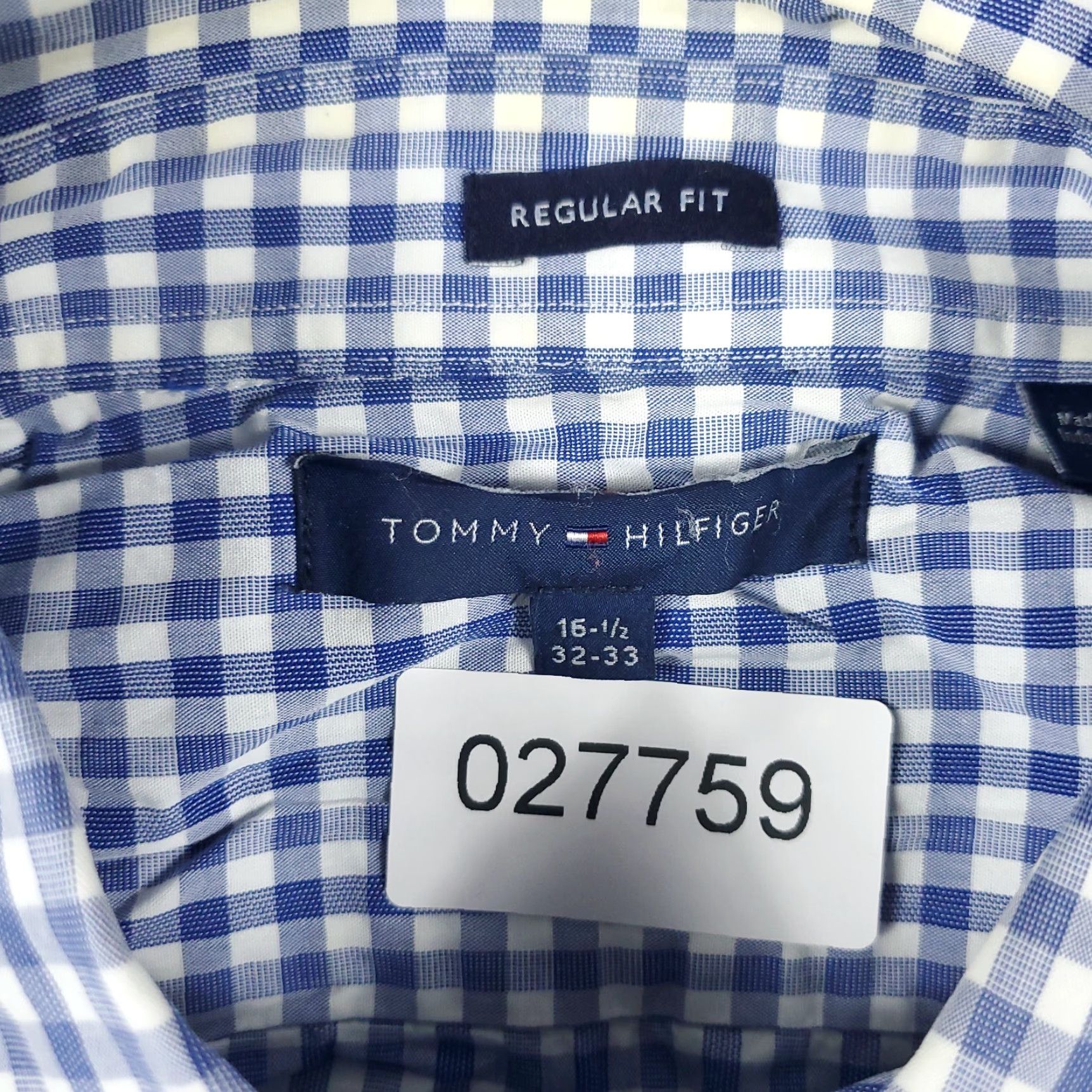 Tommy Hilfiger Tommy Hilfiger Dress Shirt Mens 16.5 Blue Check Long Sleeve Button Up Modern Preppy Size 42R - 6 Thumbnail