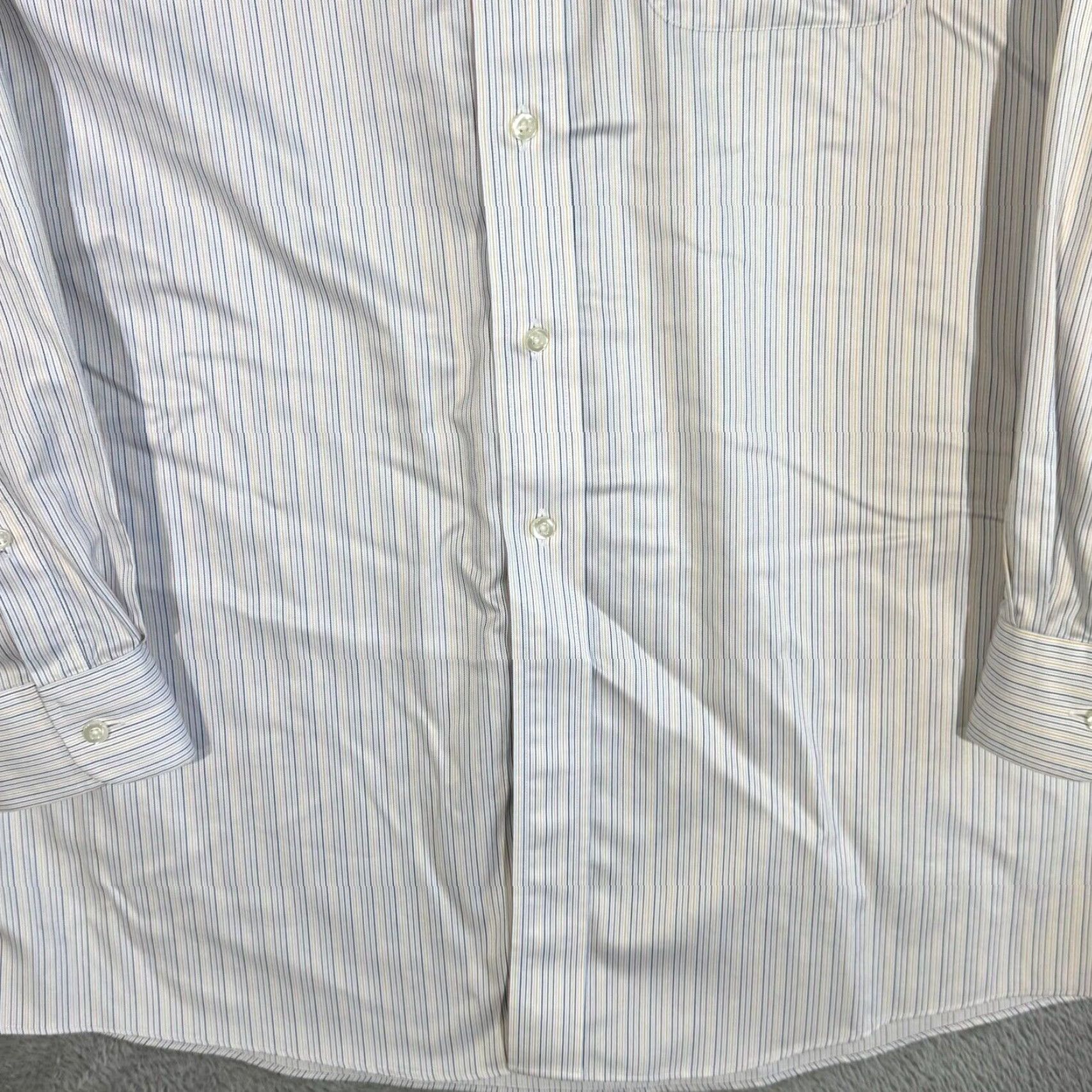 Roundtree & Yorke Gold Label Dress Shirt Mens 16/34 White Blue Striped 100% Cotton Formal Shirt Size 42R - 6 Thumbnail