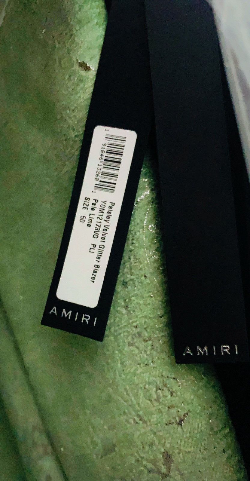 Amiri AMIRI PALE LIME VELVET JACQUARD PAISLEY LUREX TUXEDO JACKET Size 50R - 15 Thumbnail