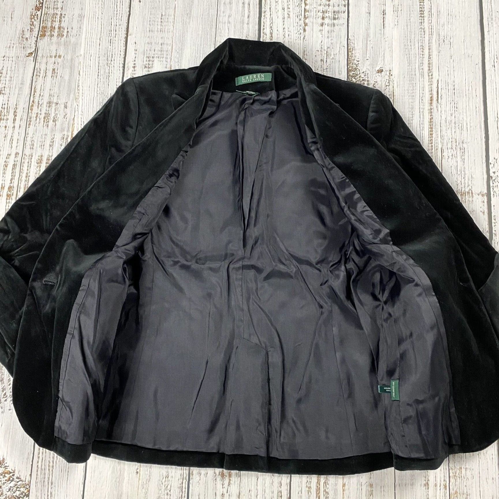 Ralph Lauren VINTAGE LAUREN RALPH LAUREN WOMENS BLAZER VELOUR ONE BUTTON BLACK SIZE 2 JACKET RARE Size XS / US 0-2 / IT 36-38 - 4 Thumbnail