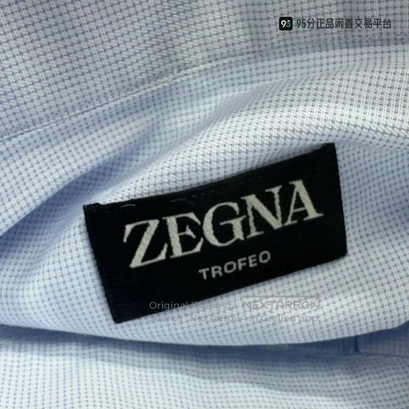 Ermenegildo Zegna Zegna Men's Blue White Lapel Long. Size US XL / EU 56 / 4 - 5 Thumbnail