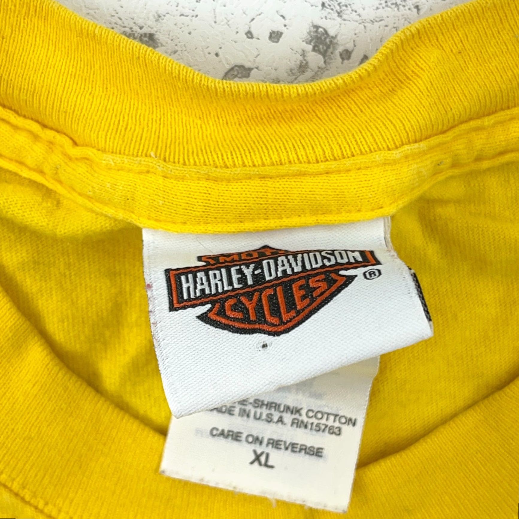 Harley Davidson VINTAGE Harley-Davidson Shirt Men XL Yellow 80s Biker Graphic Print Tee USA Size US XL / EU 56 / 4 - 6 Thumbnail