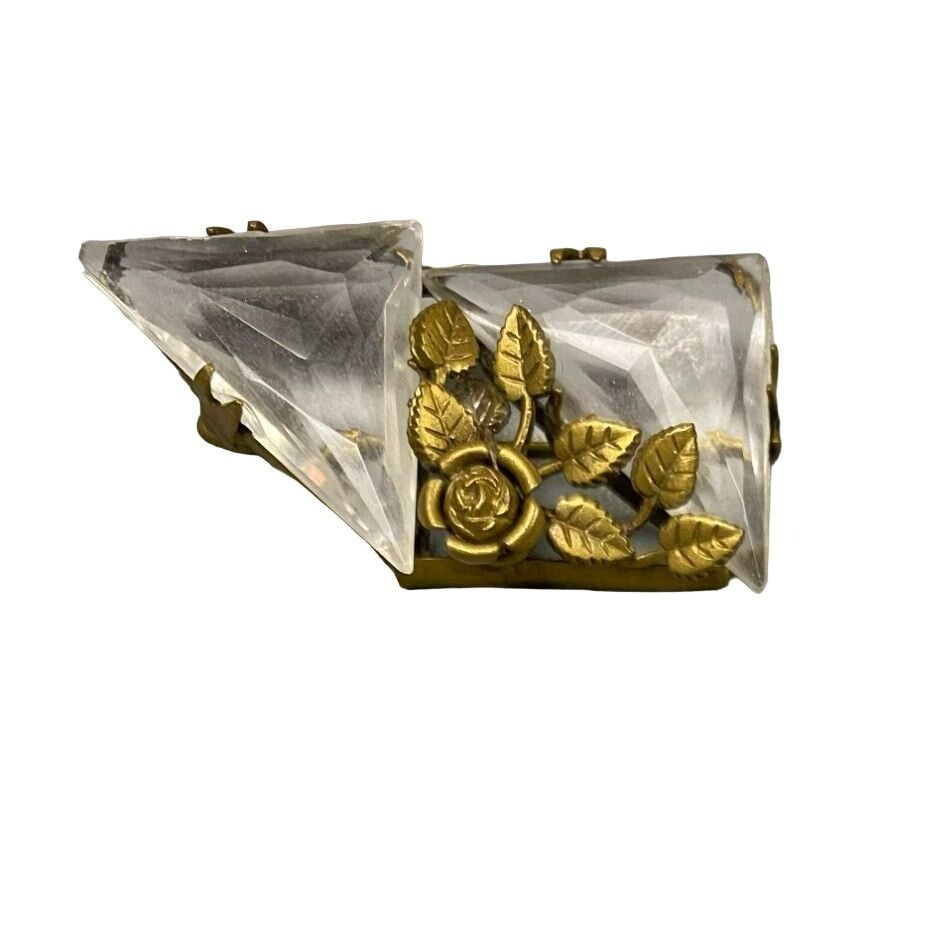 Other Vintage Handmade Modernist Gold-Tone Floral and Glass Geomet Size ONE SIZE - 1 Thumbnail