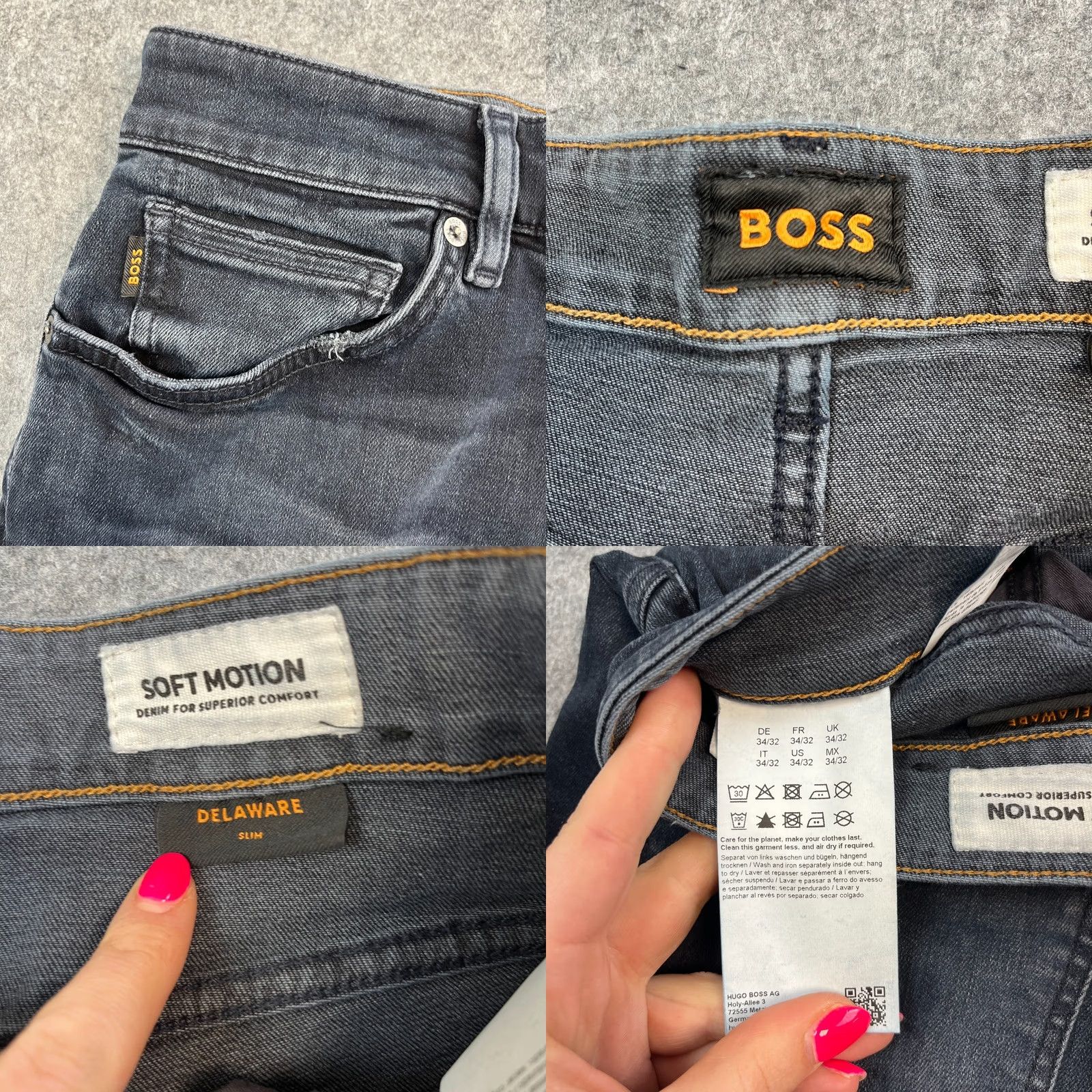 Hugo Boss HUGO BOSS Jeans Slim Fit 32 Dark Wash Blue Soft Motion Stretch Delaware Men 5-Pocket Denim Tapered Slim XS? Size US 32 / EU 48 - 8 Thumbnail