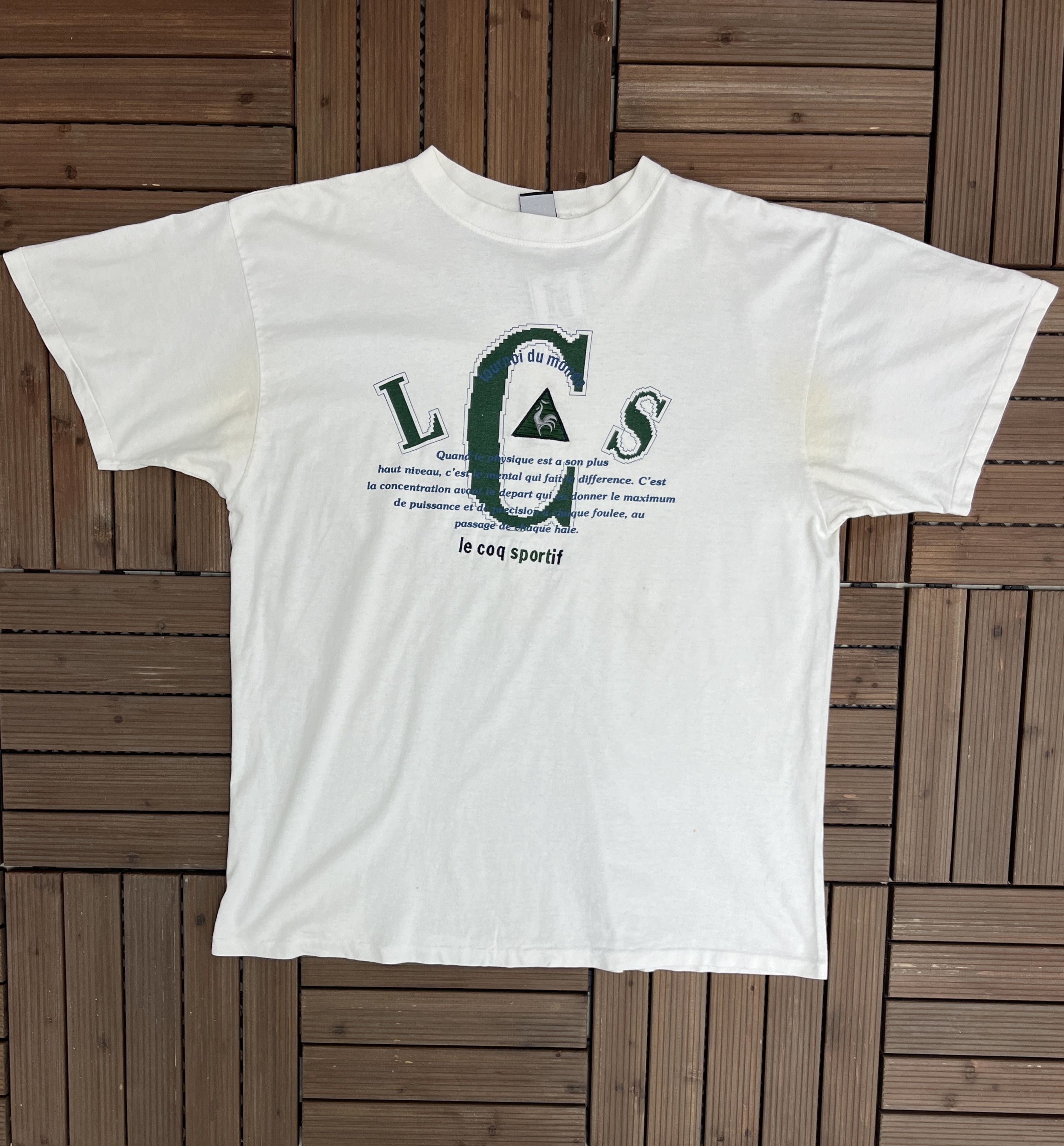 Le Coq Sportif × Vintage Le Coq Sportif Embroidered Vintage White T-Shirt Tee Size US XXL / EU 58 / 5 - 1 Thumbnail