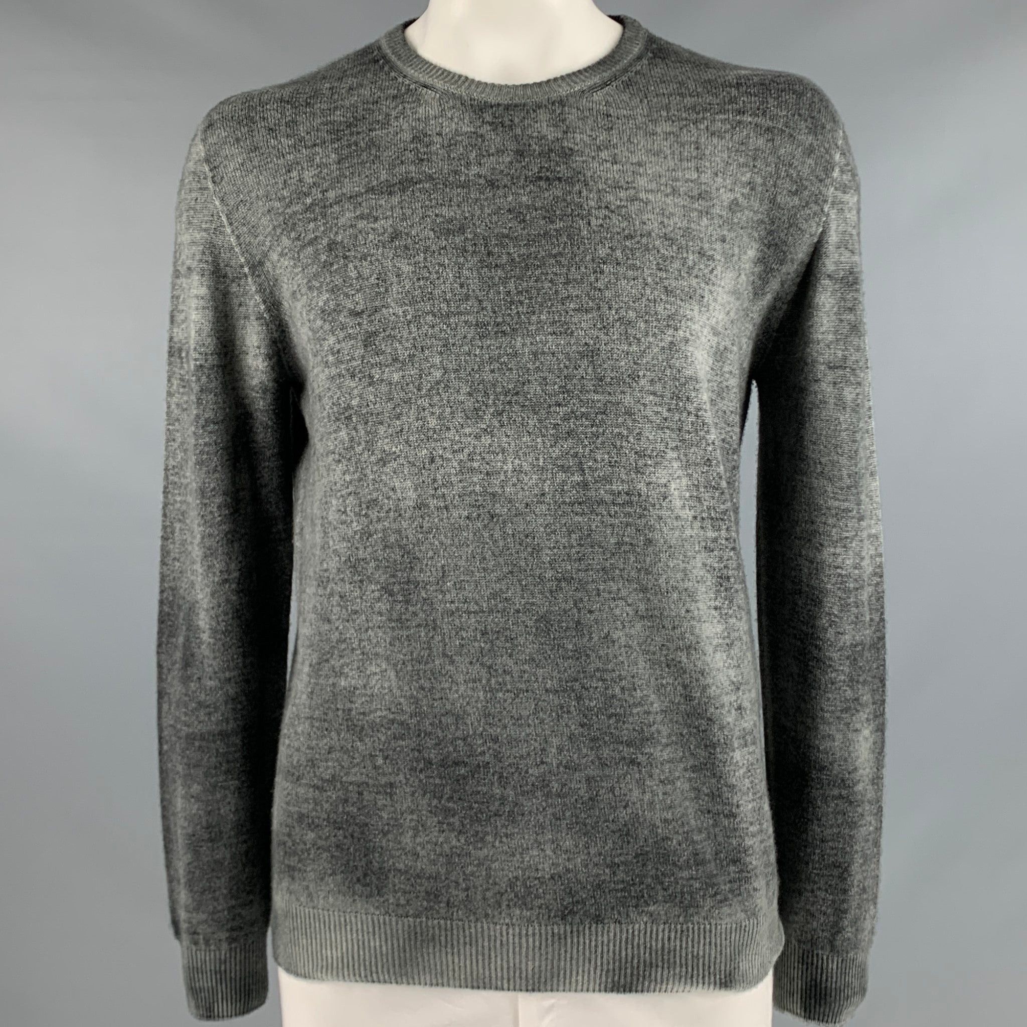 image of 120 Lino Grey Dyed Cashmere Wool Crewneck Pullover, Men's (Size XL)