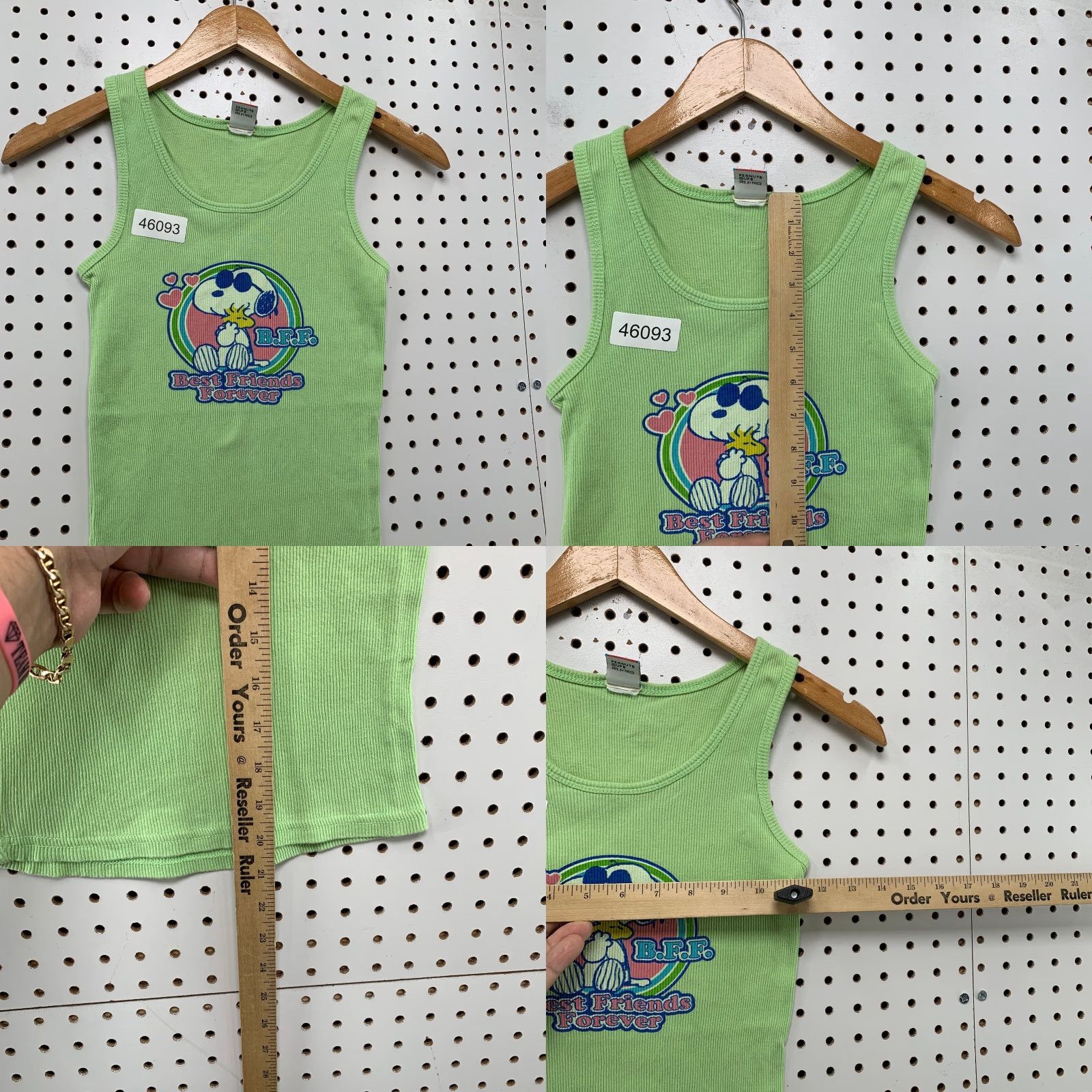 Peanuts VINTAGE Peanuts Snoopy Tank Top Juniors L Green Sleeveless BFF Size L / US 10 / IT 46 - 8 Thumbnail