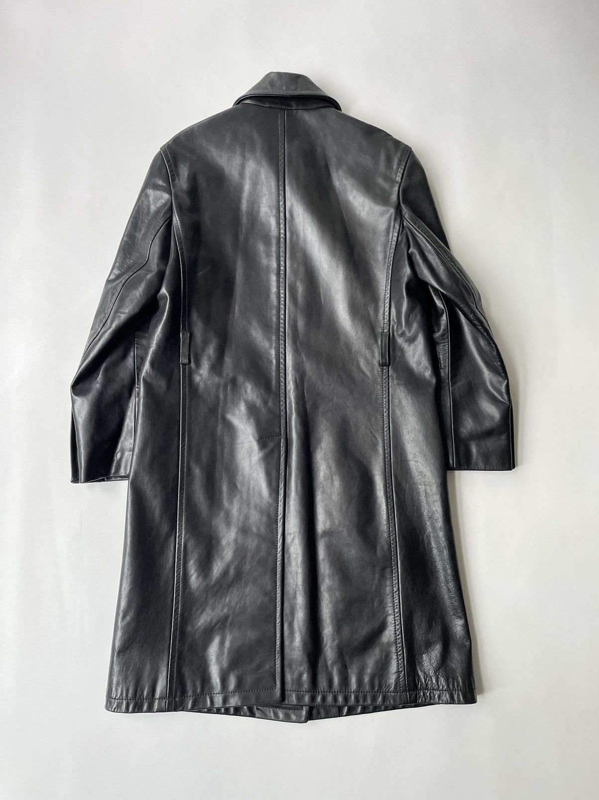 Prada A/W 2000 Black Leather Overcoat Size S / US 4 / IT 40 - 12 Thumbnail