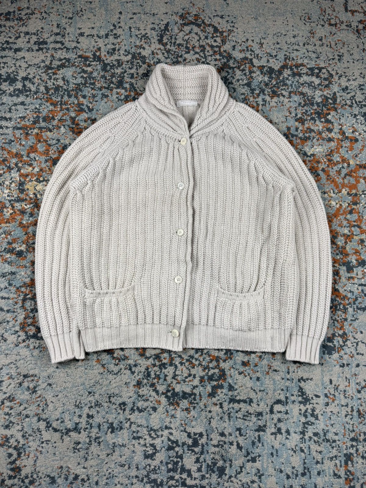 Prada Prada cashmere wool blend pearl button cardigan sweater knit Size L / US 10 / IT 46 - 1 Thumbnail