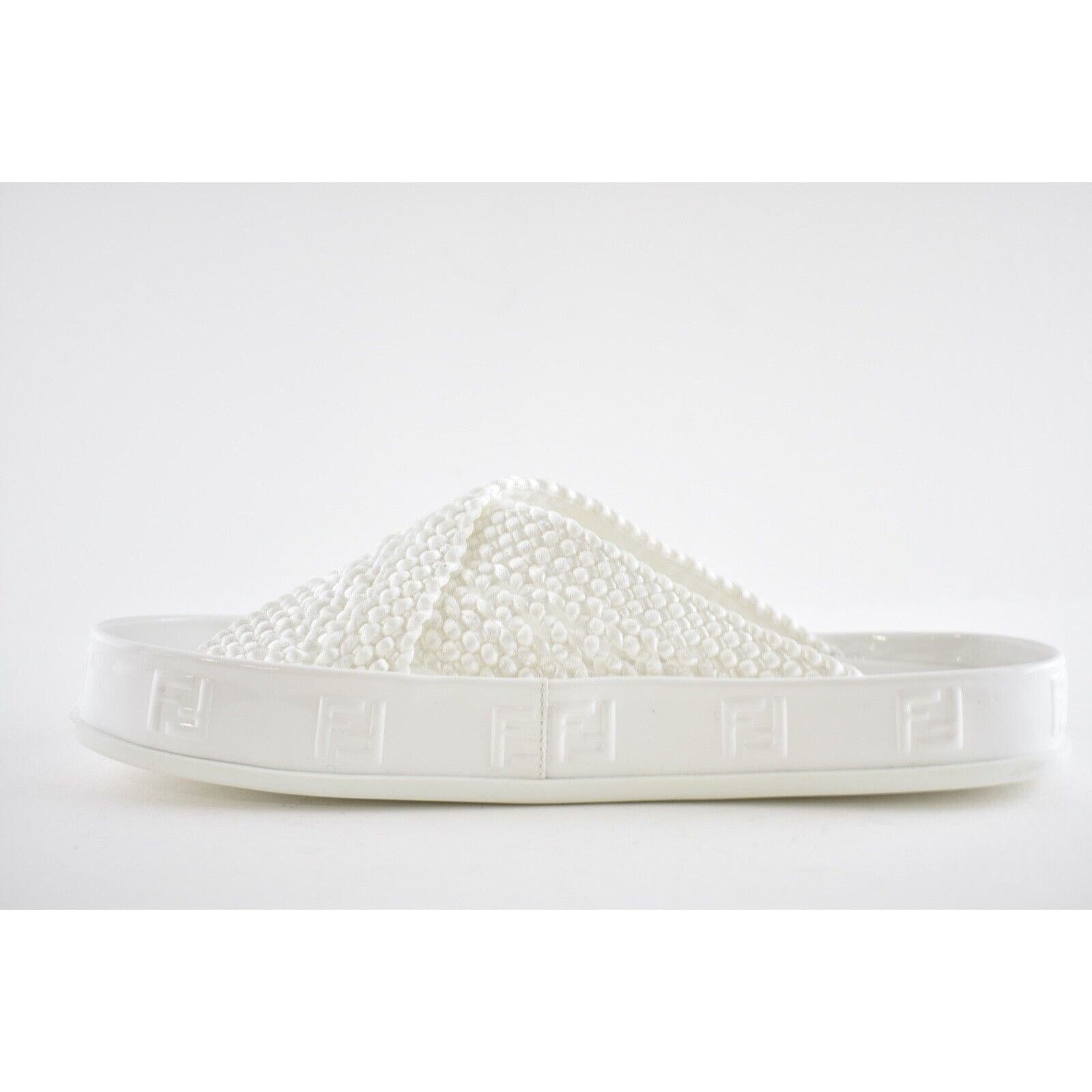 Fendi Fendi White Criss Cross Woven Logo Mule Slide Slip On Flat Size US 7 / IT 37 - 9 Thumbnail