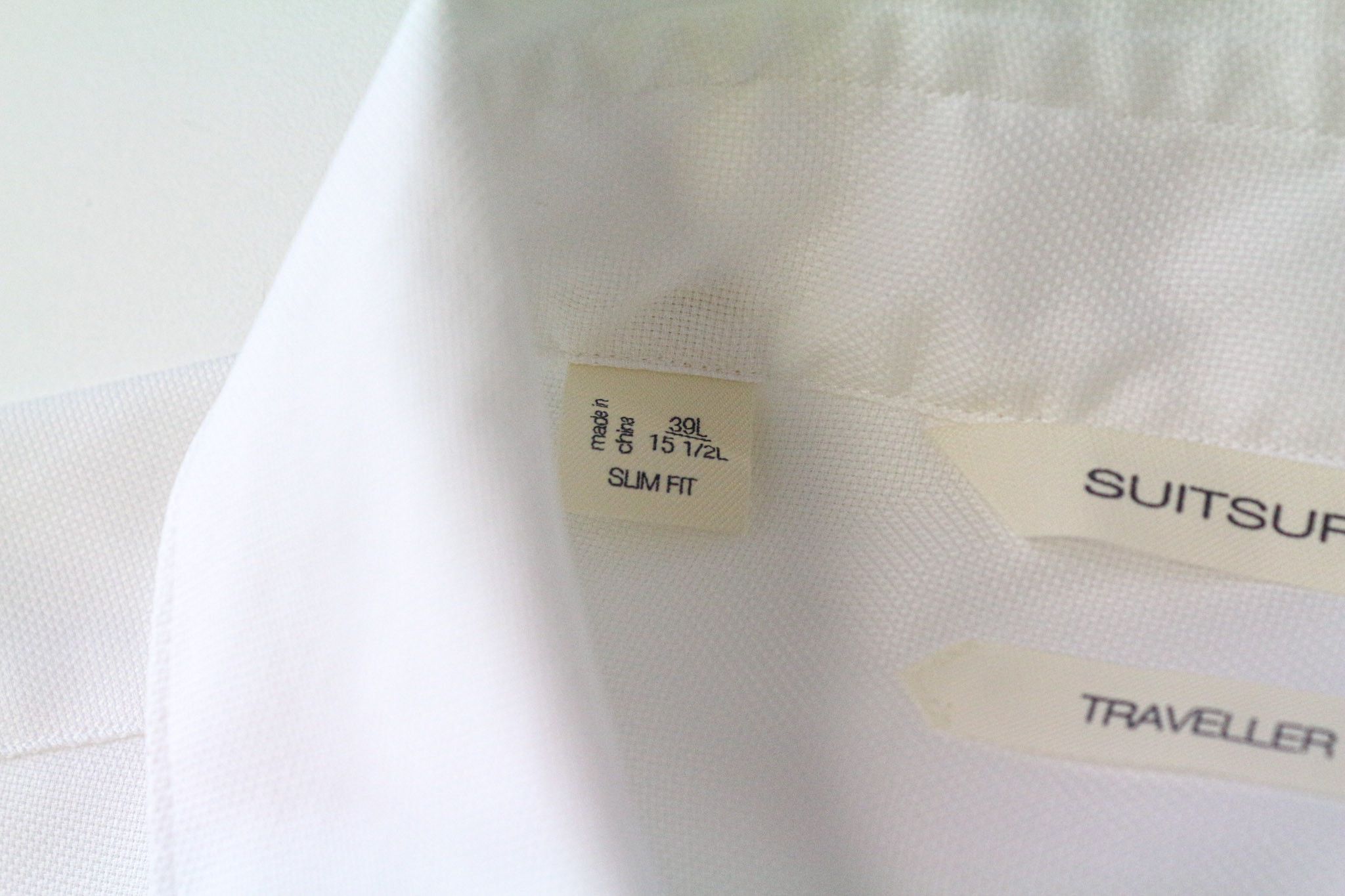 Suitsupply TRAVELLER 39L/15 1/2L Slim White Cotton Shirt 79408 Size US M / EU 48-50 / 2 - 5 Thumbnail