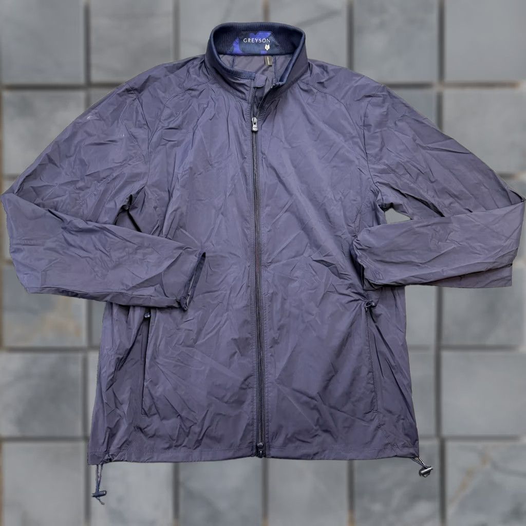 Vintage Greyson Jacket Men L Navy Blue Lightweight Windproof Packable Windbreaker Pockets Zip Regular Short Sleeve Stl N/A Size US L / EU 52-54 / 3 - 1 Thumbnail