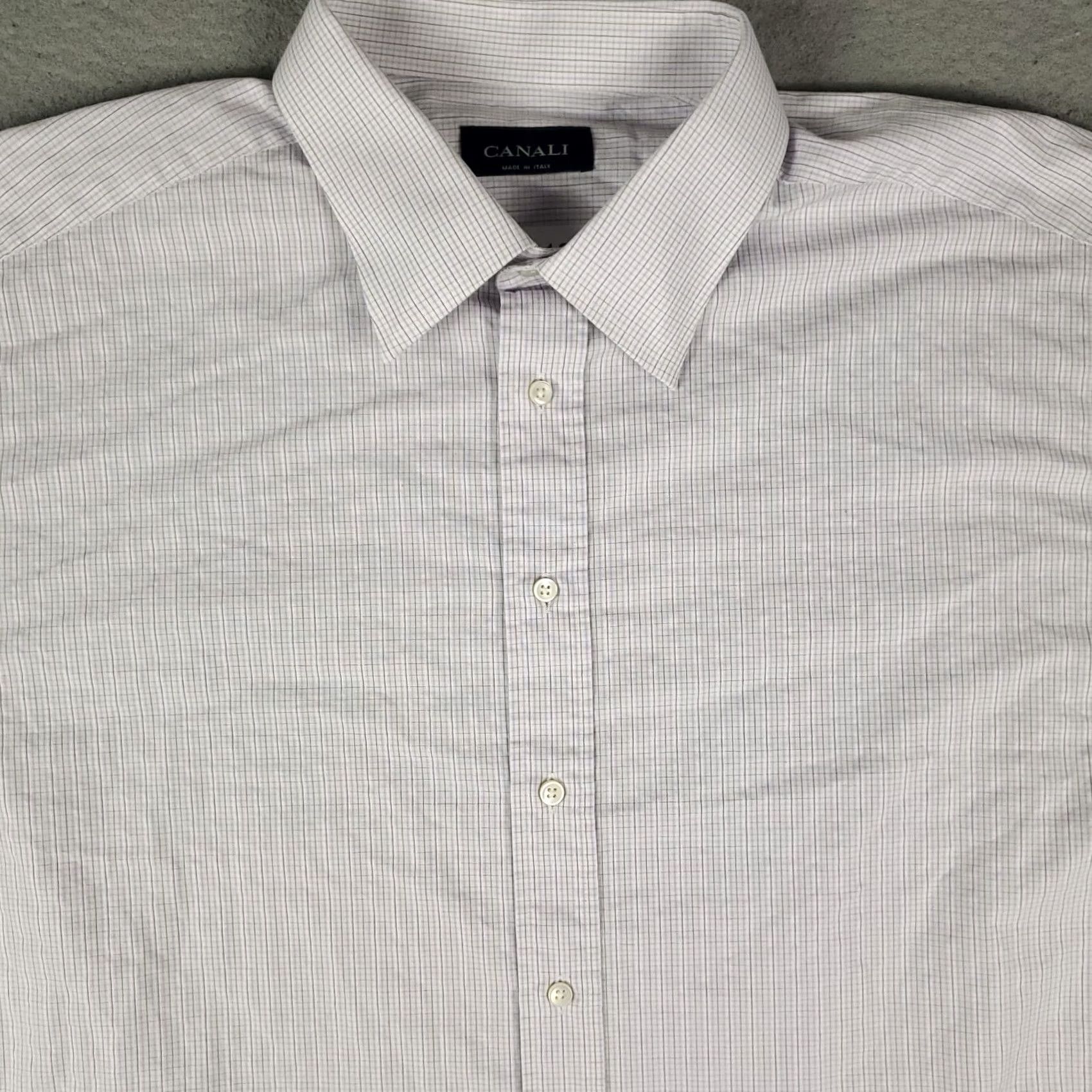 Canali Canali Shirt Mens 18 46 Purple Plaid Dress Shirt Button Up Long Sleeve Size 48R - 2 Thumbnail
