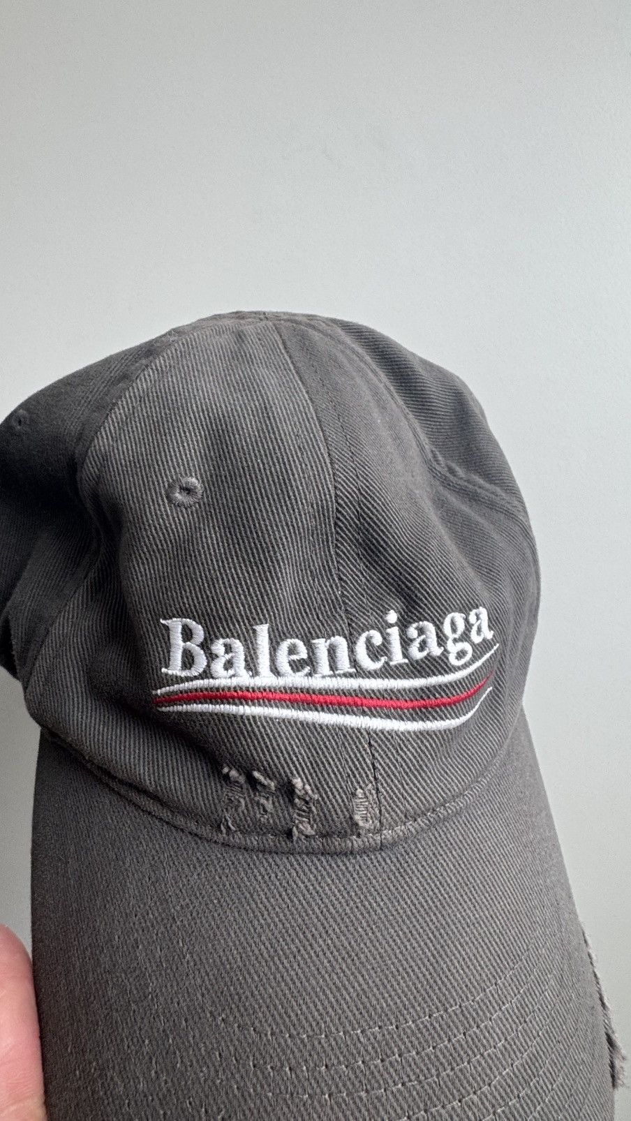Balenciaga Grey Balenciaga Distressed Logo Cap Size ONE SIZE - 2 Thumbnail
