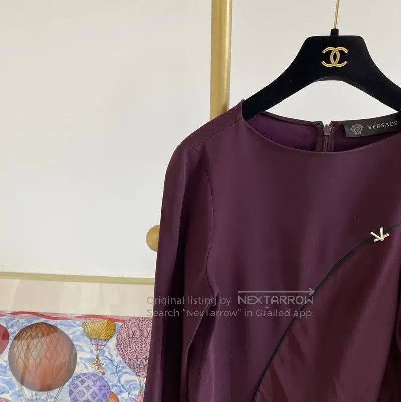 Versace Versace Long Sleeve Violet Dress for Women . Size XL / US 12-14 / IT 48-50 - 3 Thumbnail
