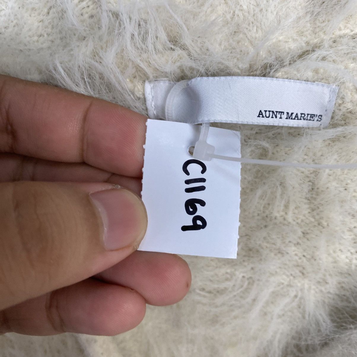 Vintage DL Aunt Maries White Mohair Cardigan Knitwear #C1169 Size M / US 6-8 / IT 42-44 - 10 Thumbnail