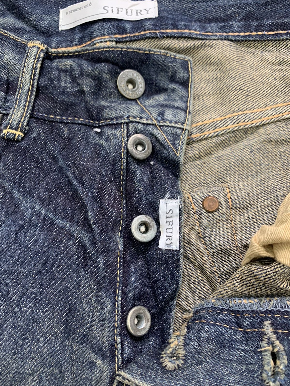 Self Edge Nice Sifury Copper Riveted Selvedge Denim Pant Made in Japan Size US 31 - 16 Thumbnail