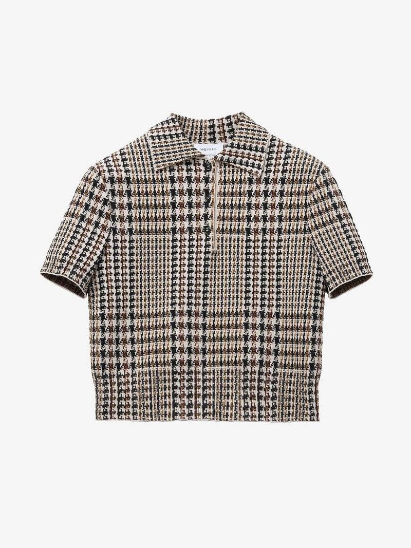 Alexander McQueen o1srvl11e0226 Checked Short Sleeved Polo Shirt In Multicolor Size S / US 4 / IT 40 - 1 Thumbnail