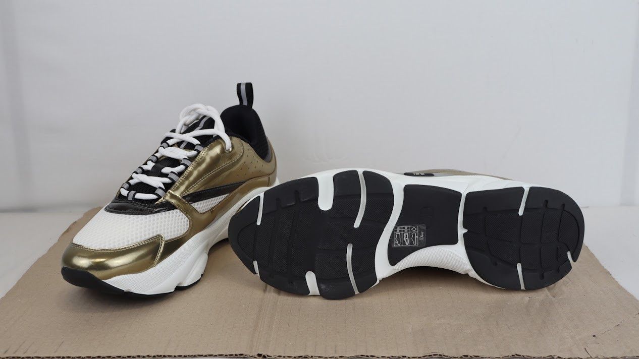 Dior o1rshd1 Q.2 / B22 Calfskin Mesh Sneakers in Golden/White Size US 12 / EU 45 - 8 Thumbnail