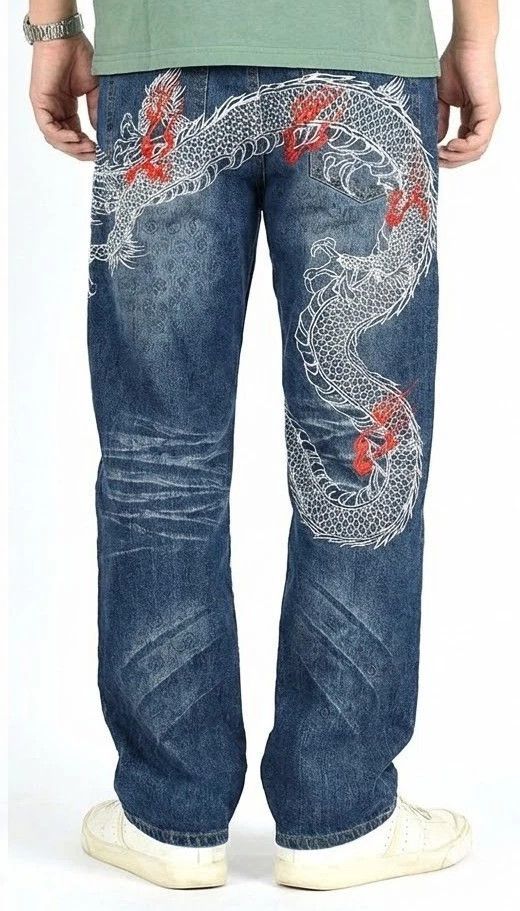 Other Kacho Fugetsu Dragon Embroidered Wide Denim Jeans Japanese Size US 38 / EU 54 - 9 Thumbnail