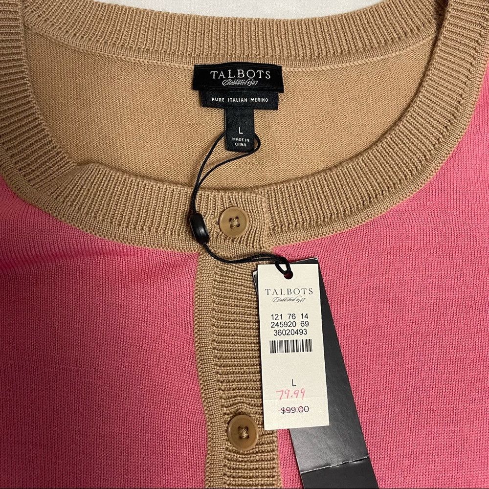 Talbots NWT New $99 Talbots Pure Italian Wool Colorblock Cardigan B Size L / US 10 / IT 46 - 7 Thumbnail
