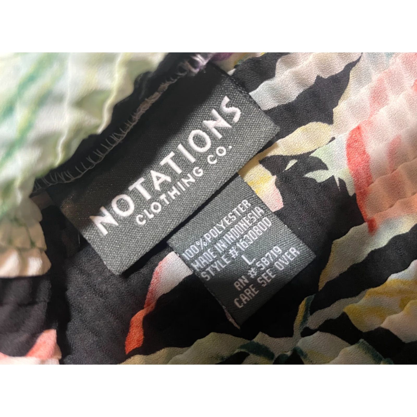 Vintage Notations Top Womens Large L Black Floral Sleeveless Light Weight Semi Sheer Blouse Size L / US 10 / IT 46 - 4 Thumbnail