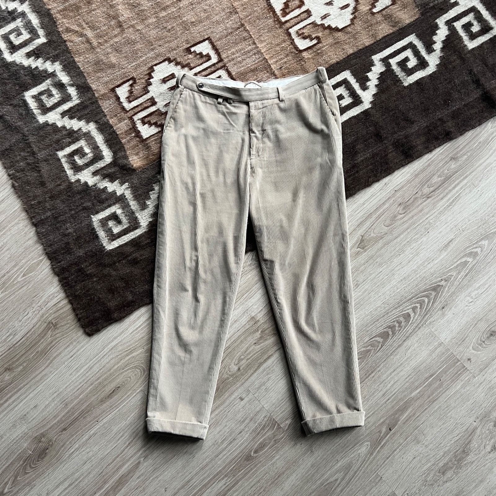 Other 1883 Pontoglio Blake Flat Front Beige Corduroy Pants Size W3 Size US 34 / EU 50 - 1 Thumbnail