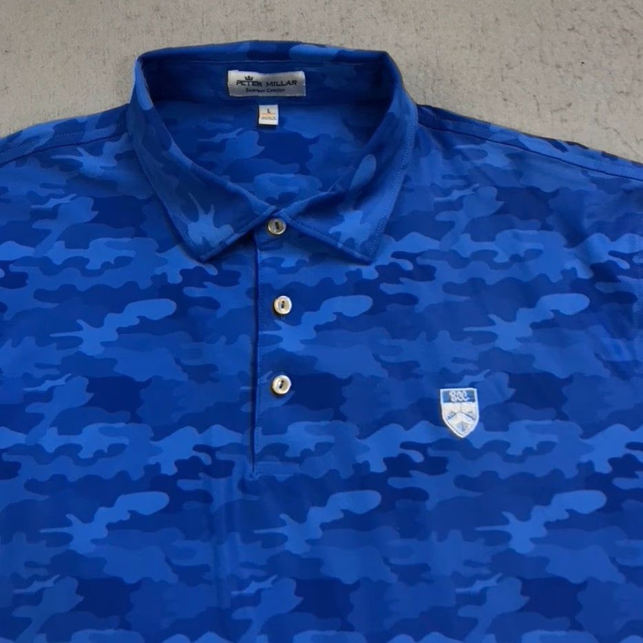 Peter Millar Peter Millar Polo Shirt Mens Large Blue Camouflage Golf Summer Comfort Logo Size US L / EU 52-54 / 3 - 2 Thumbnail