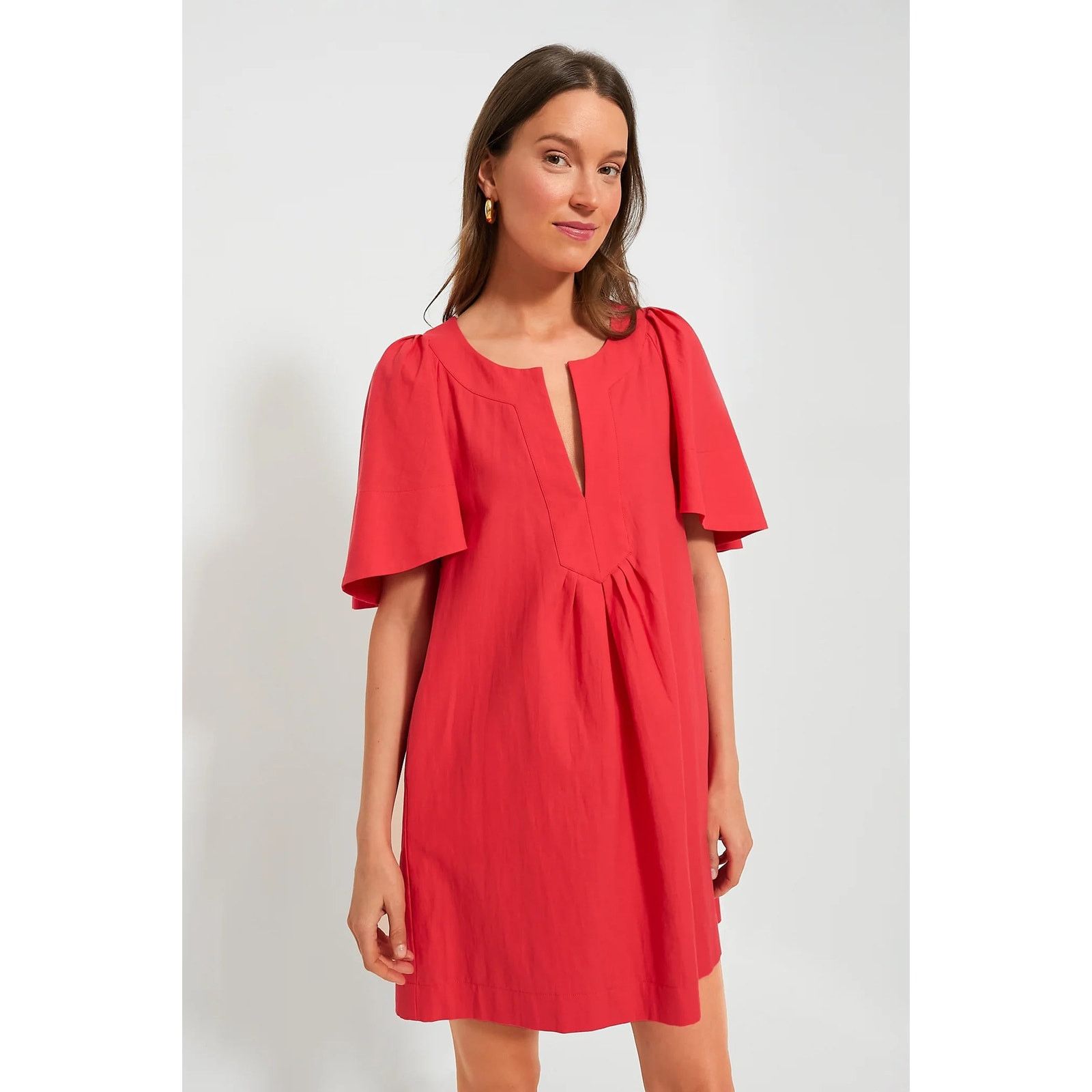 POMANDER PLACE Finley Flutter Sleeve Dress Red Womens Large