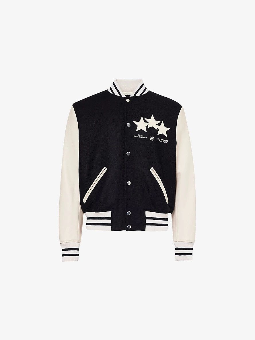 o1orln1025 Stars Wool Blend Jacket in White/Black
