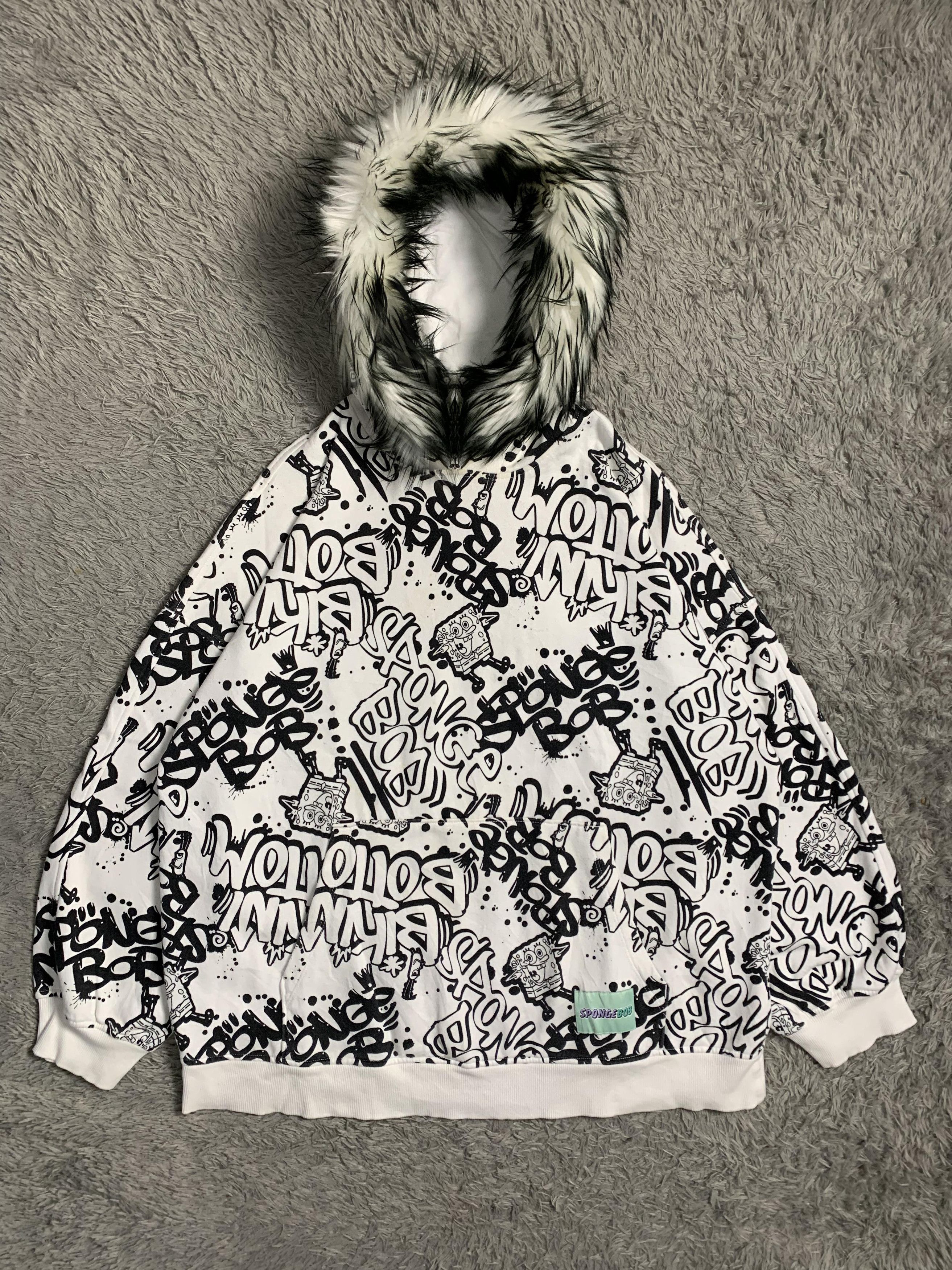 Japanese Brand H&M x Spongebob Oversized Full Print Fur Hoodie Size US M / EU 48-50 / 2 - 1 Thumbnail