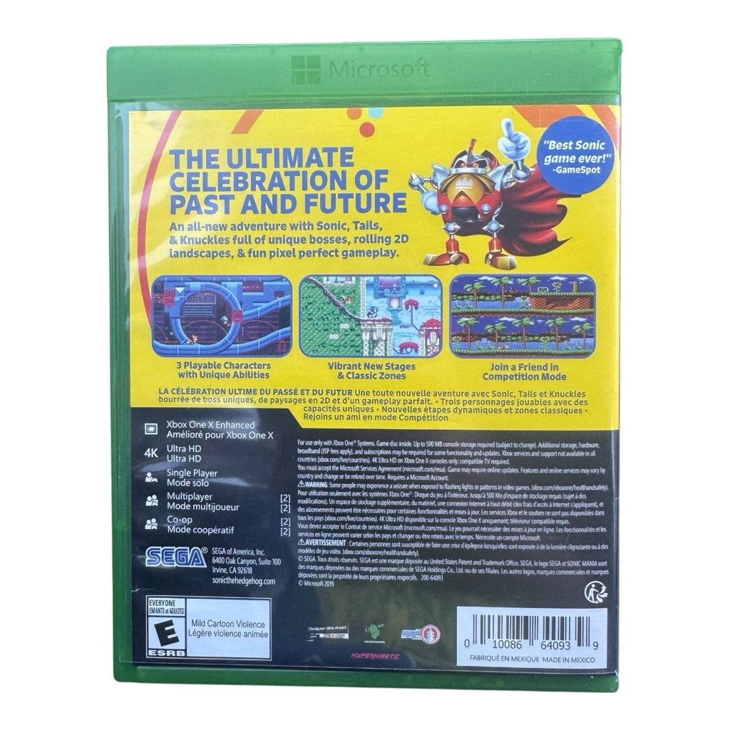 Microsoft Xbox One Sonic Mania Video Game Size ONE SIZE - 3 Thumbnail