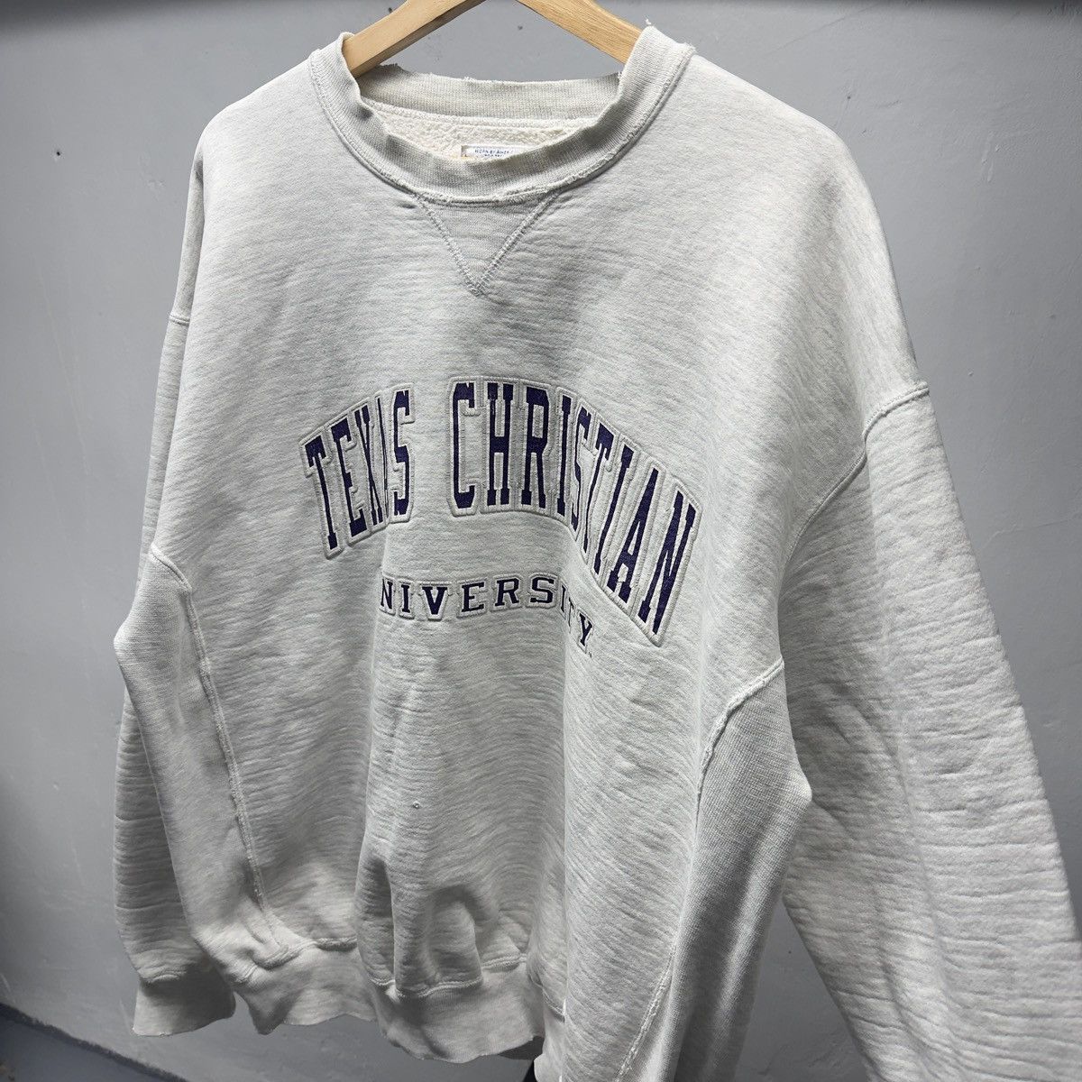 Vintage Thrashed Distressed Texas Christian Sweatshirt ERD Grunge Size US XL / EU 56 / 4 - 2 Thumbnail