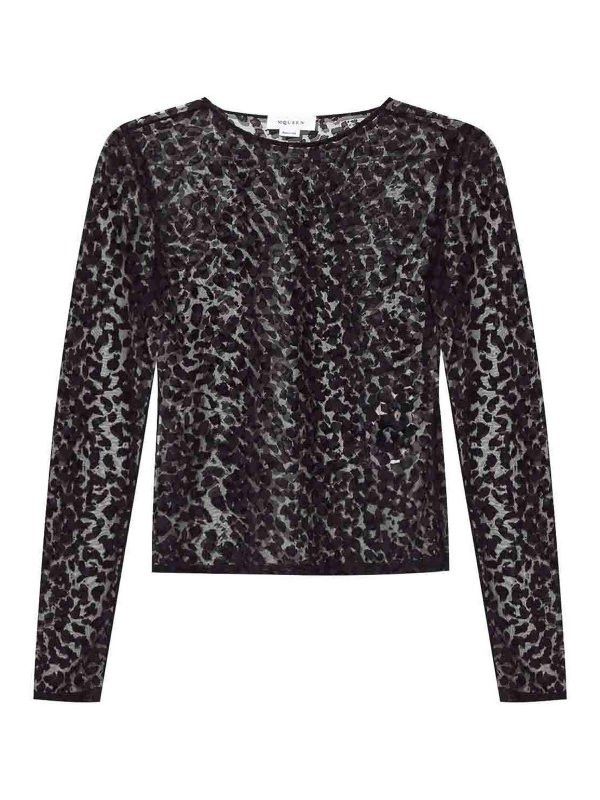 o1srvl11e0226 Leopard Devoré Top In Multicolor