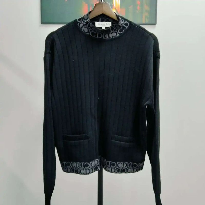Dior Dior Black Wool Pullover Sweater for Women 0089 Size L / US 10 / IT 46 - 1 Thumbnail
