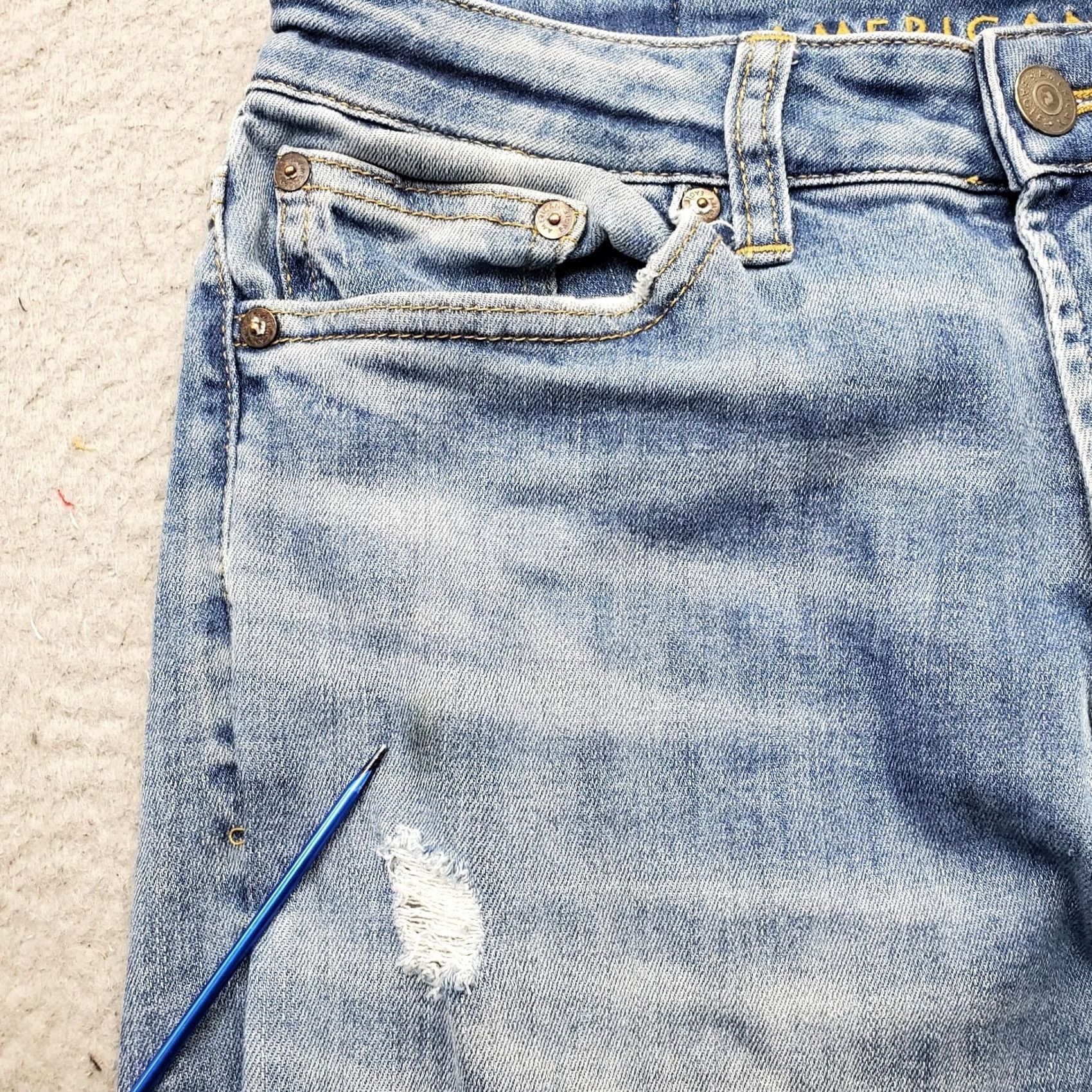 American Eagle Outfitters American Eagle Outfitters Jeans Mens 29x30 Blue Denim Distressed Straight Next Level Flex Jeans Size US 29 - 7 Thumbnail