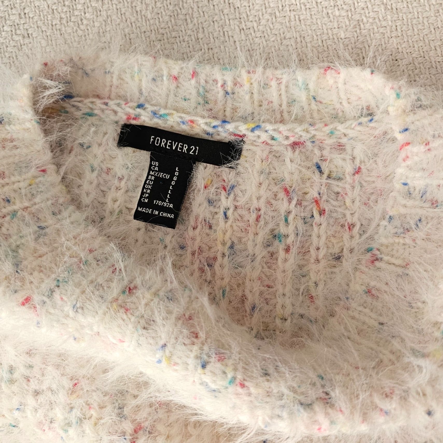 Forever 21 Forever 21 Women’s White Multicolor Spotted Sweater Long Sleeve Size L Size L / US 10 / IT 46 - 7 Thumbnail
