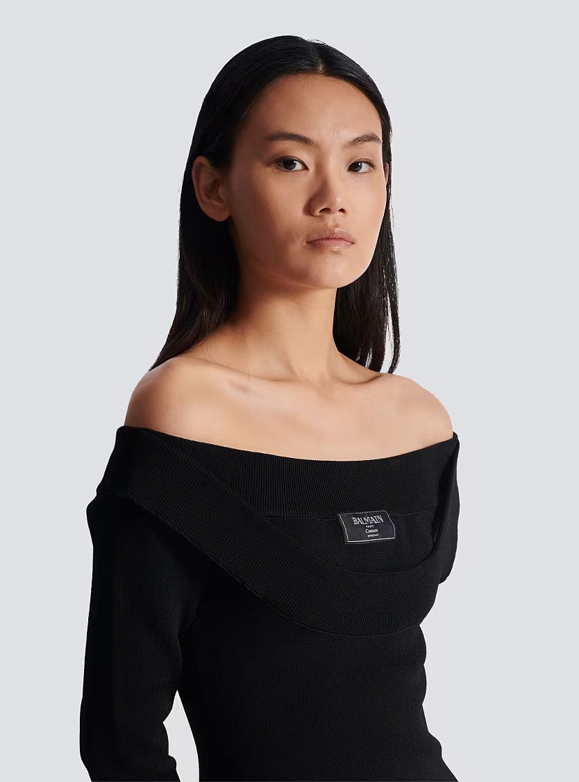 Balmain o1s1wg111225 Long Plain Knit Dress in Black Size XL / US 12-14 / IT 48-50 - 9 Thumbnail