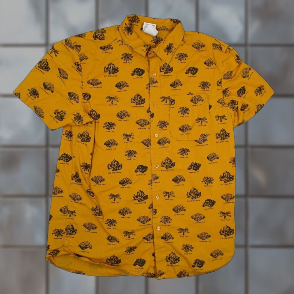 The North Face The North Face Mens Campfire Print Button Down Shirt Yellow NF0A55ND Large L Size US L / EU 52-54 / 3 - 1 Thumbnail