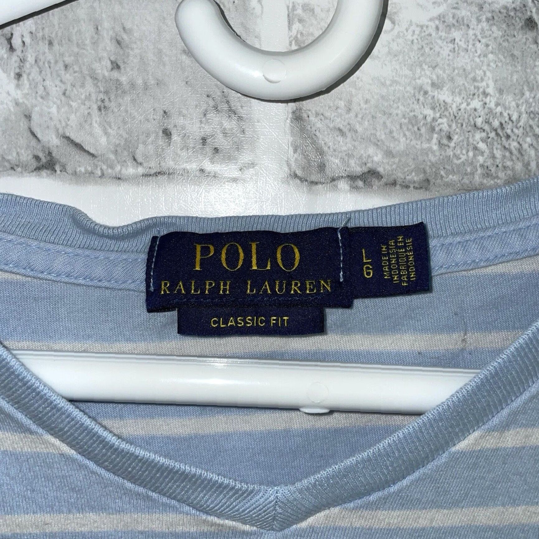 Polo Ralph Lauren Polo Ralph Lauren Classic Fit Striped V-Neck T-Shirt Mens Large Blue Size US L / EU 52-54 / 3 - 4 Thumbnail