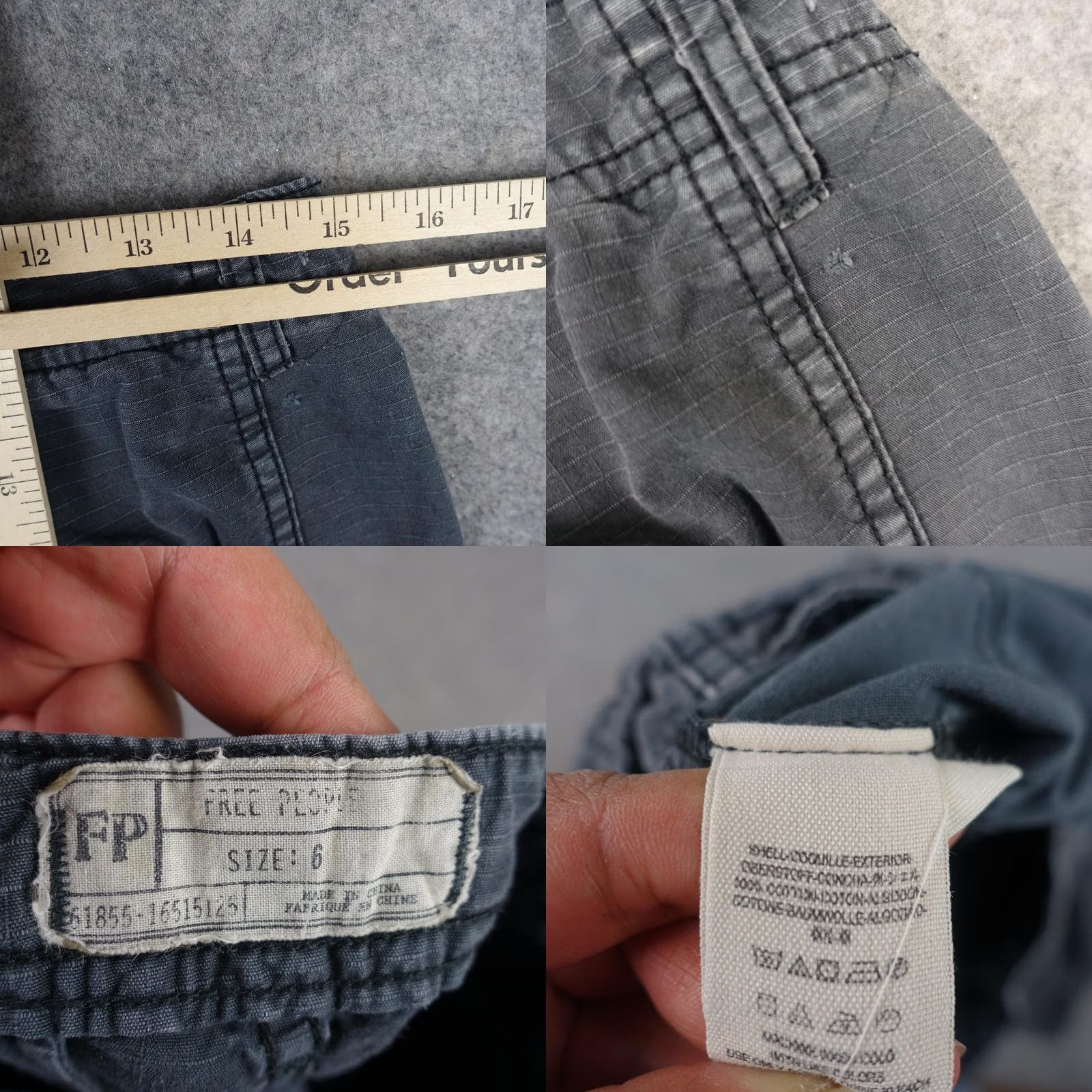 Free People Free People Pants Womens 6 Gray Tapered Cargo Pockets Casual Work Wear Size 28" / US 6 / IT 42 - 10 Thumbnail