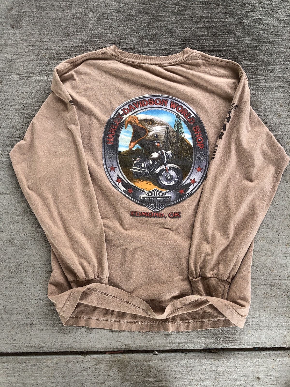 Harley Davidson × Vintage CRZY Vintage cream Long Sleeve Harley Davidson Size US M / EU 48-50 / 2 - 1 Thumbnail