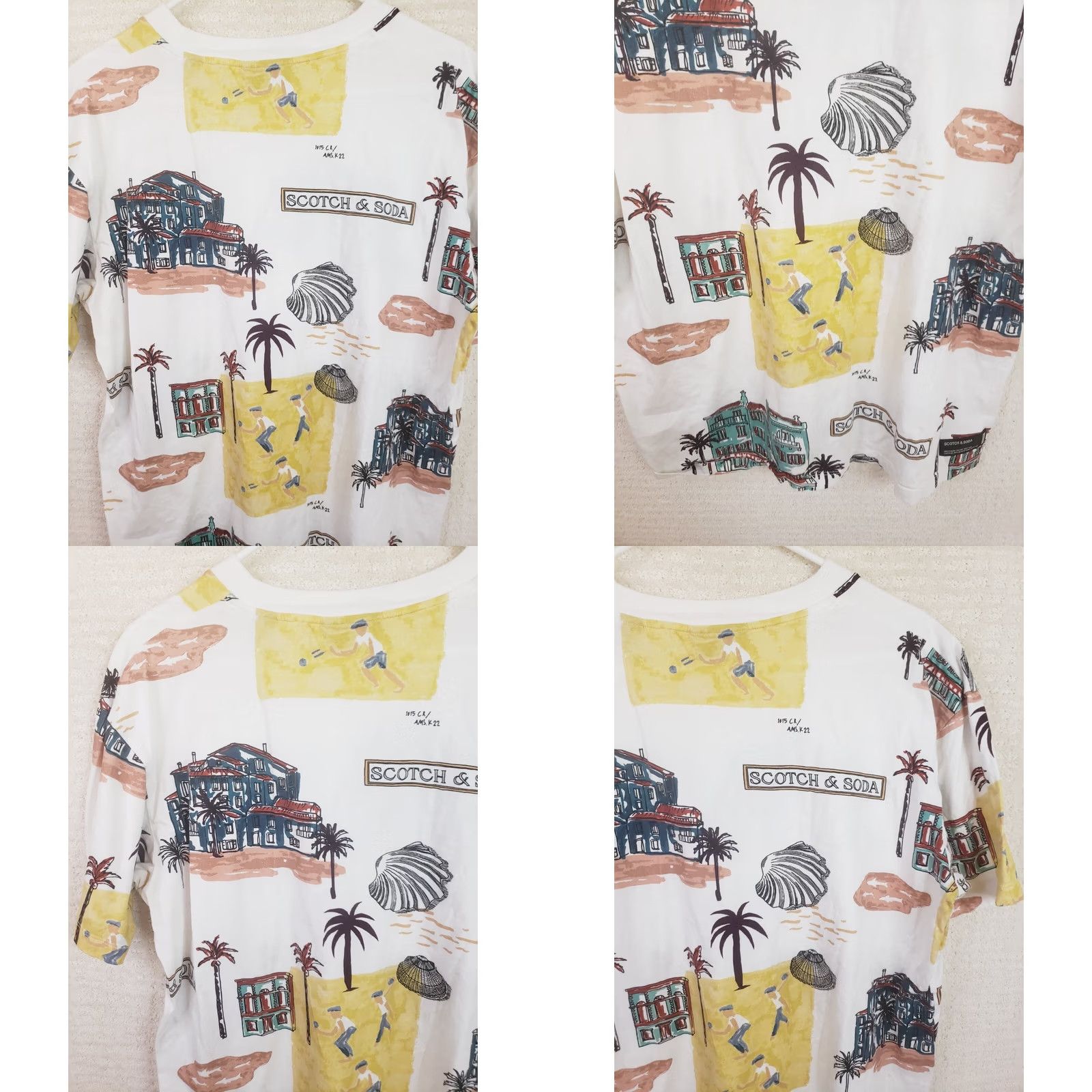Scotch & Soda SCOTCH & SODA Palm Tree Printed T-Shirt Mens L Endless Summer Tee Tropical Florals Crew Neck Short Sleeve Cotton Knit Green Regular Vintage? Size US L / EU 52-54 / 3 - 8 Thumbnail