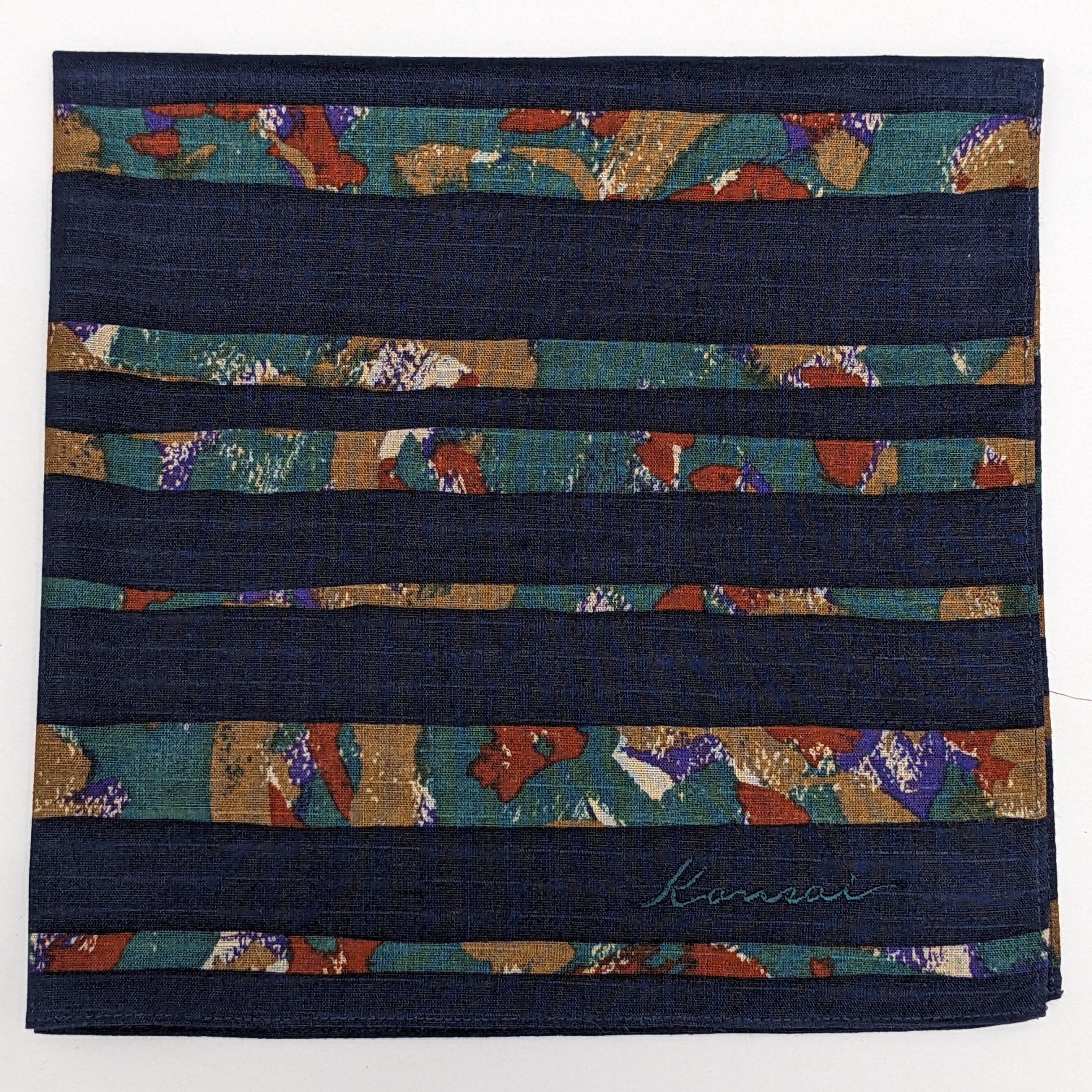 Kansai Yamamoto Kansai Yamamoto Navy Blue Abstract Striped Handkerchief Size ONE SIZE - 1 Thumbnail