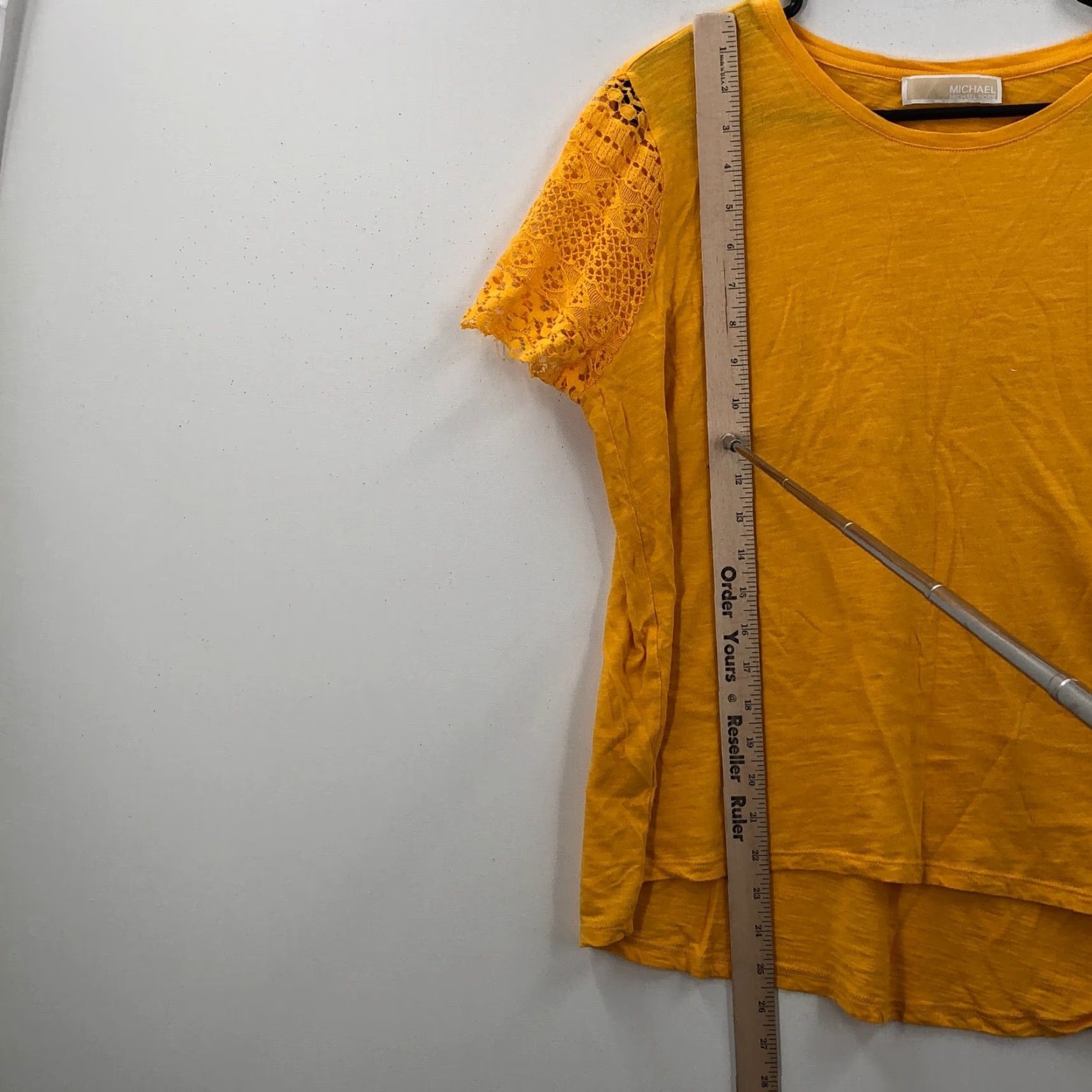 Michael Kors Michael Kors Womens Lace Cap Sleeve Pullover Blouse Yellow Size M Regular Fit Short Sleeve Size M / US 6-8 / IT 42-44 - 5 Thumbnail