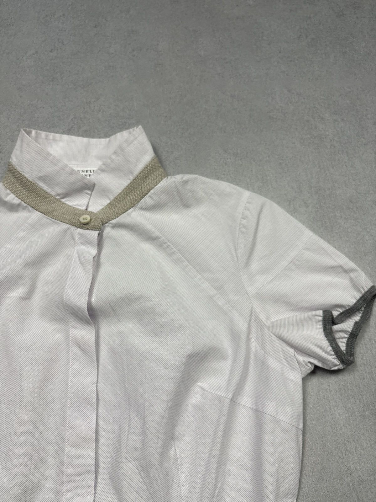 Brunello Cucinelli Brunello Cucinelli Monili Collar Button Short Sleeve Shirt S Size S / US 4 / IT 40 - 4 Thumbnail